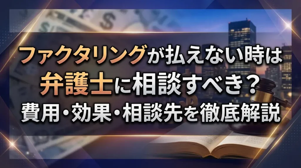 ファクタリングが払えない時は弁護士に相談すべき？費用・効果・相談先を徹底解説
