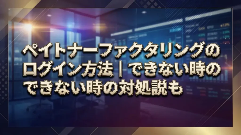 ペイトナーファクタリングのログイン方法｜できない時の対処法も解説