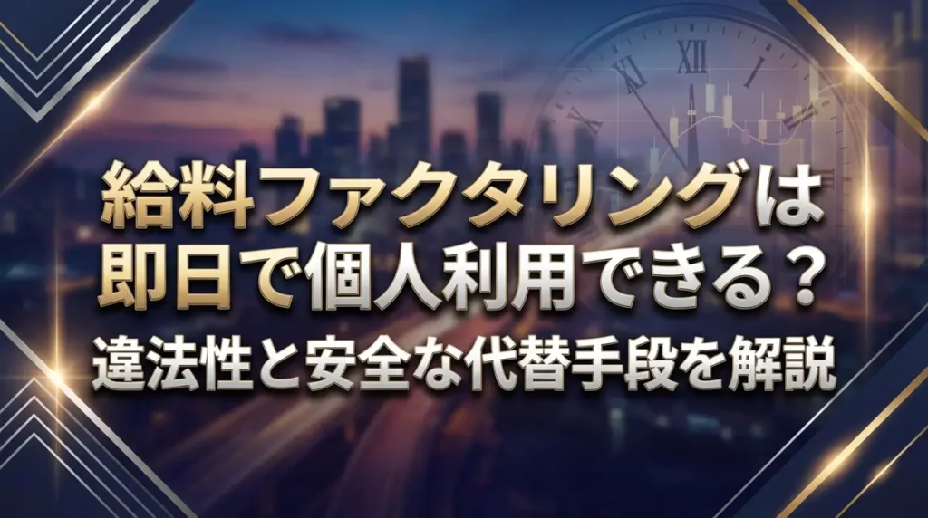 給料ファクタリングは即日で個人利用できる？違法性と安全な代替手段を解説