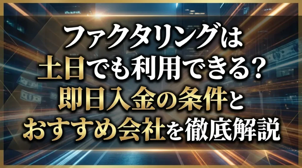 ファクタリングは土日でも利用できる？即日入金の条件とおすすめ会社を徹底解説